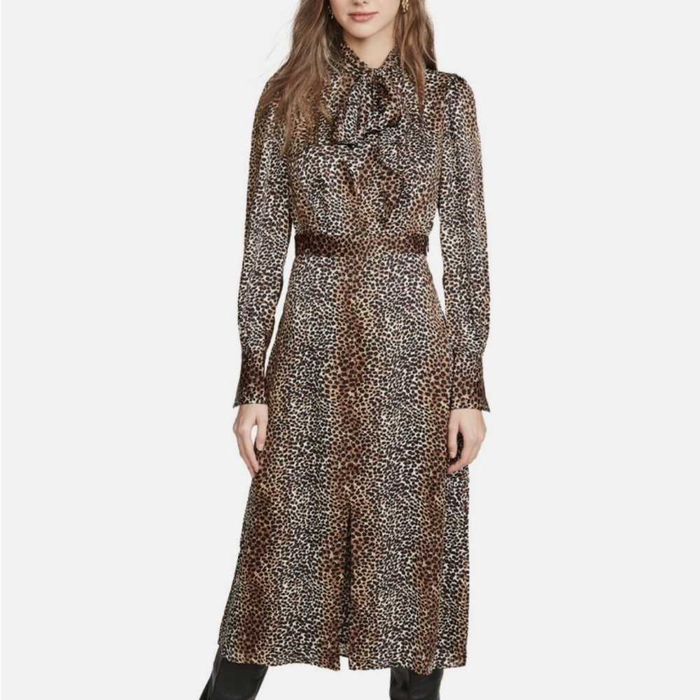 NWT Equipment Calanne Leopard Print Midi Dress